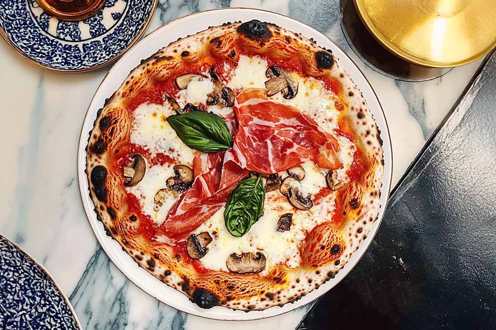 Prosciutto and Mushroom Pizza