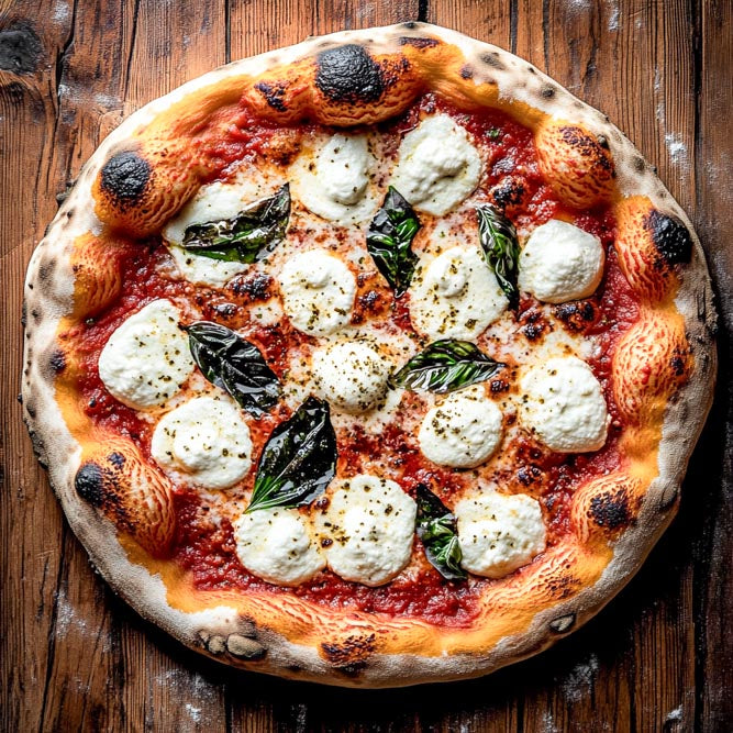 Margherita stracciatella pizza