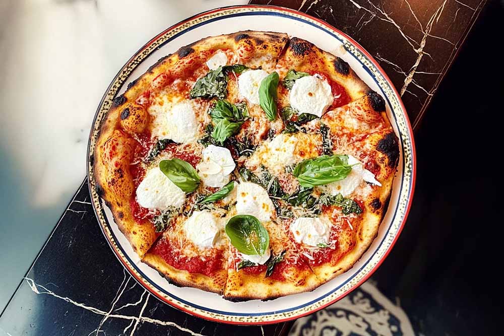Margharita Pizza with Stracciatella and Basil