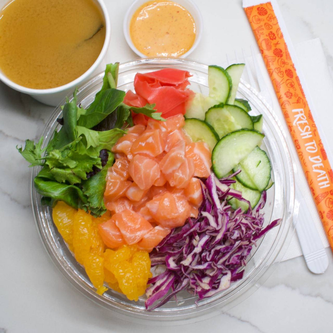 Salmon Bowl Lunch Special ( Miso + bottle water)