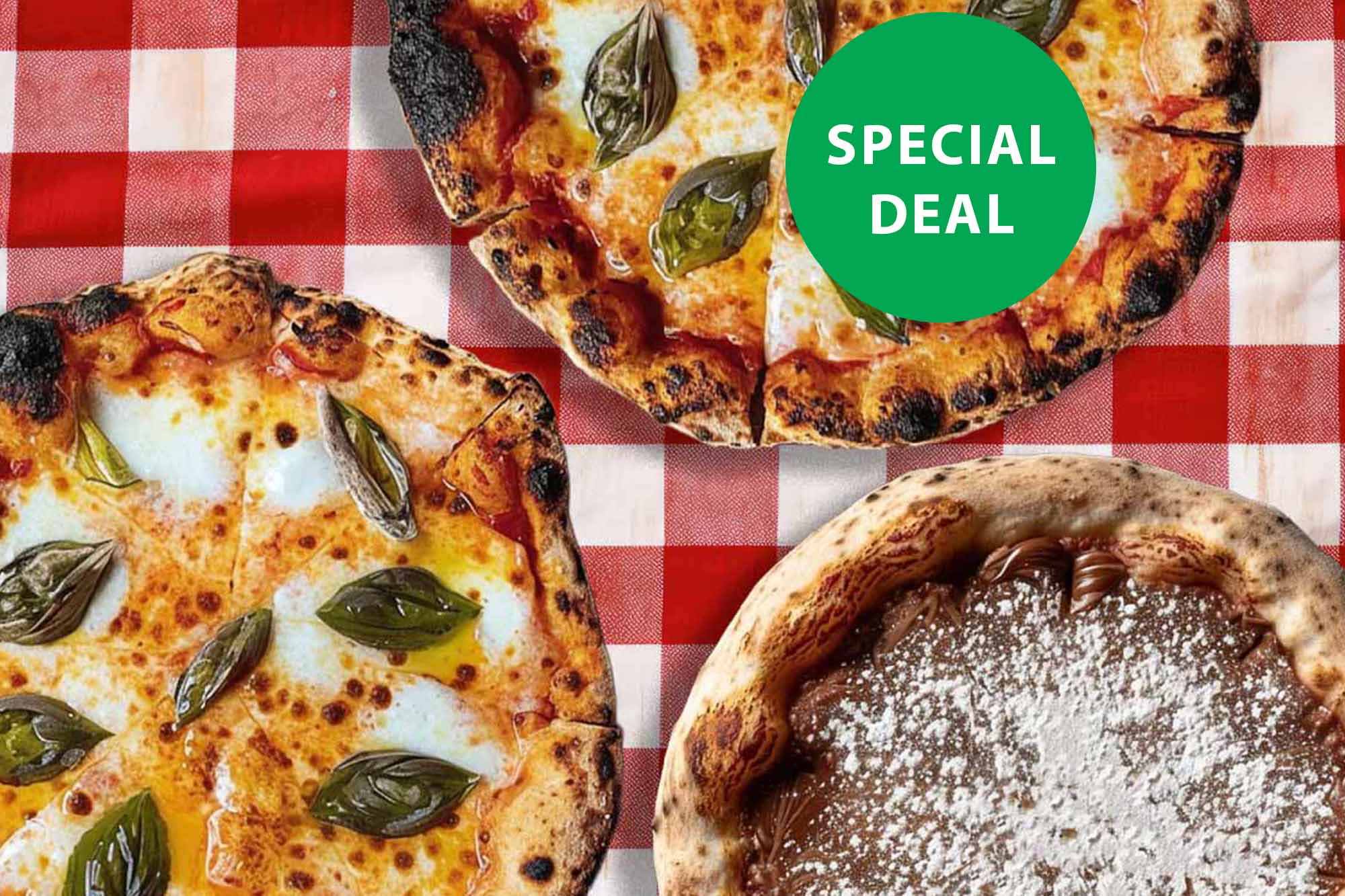 cheese pizza x2  (LARGE) = 1 free nutella pizza