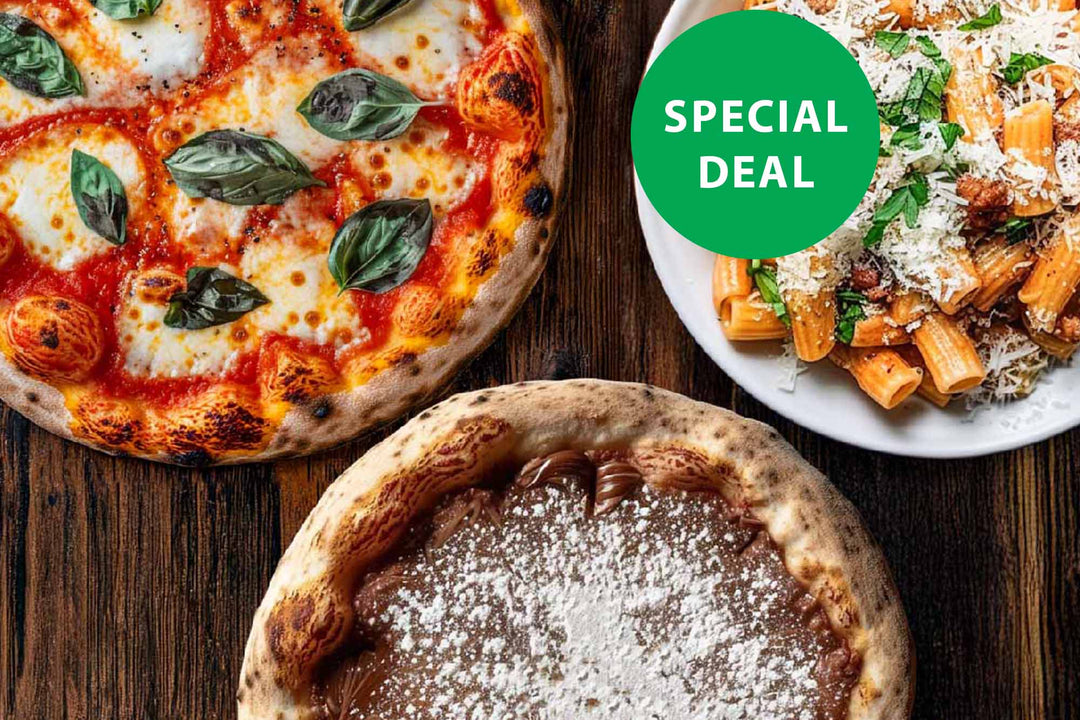 Cheese Pizza + Rigatoni Bolognese + Nutella Pizza